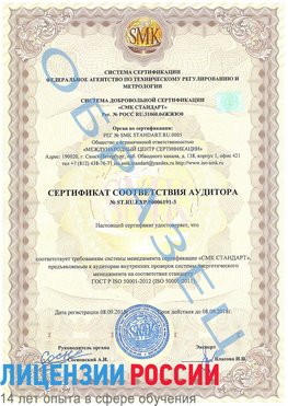 Образец сертификата соответствия аудитора №ST.RU.EXP.00006191-3 Салым Сертификат ISO 50001
